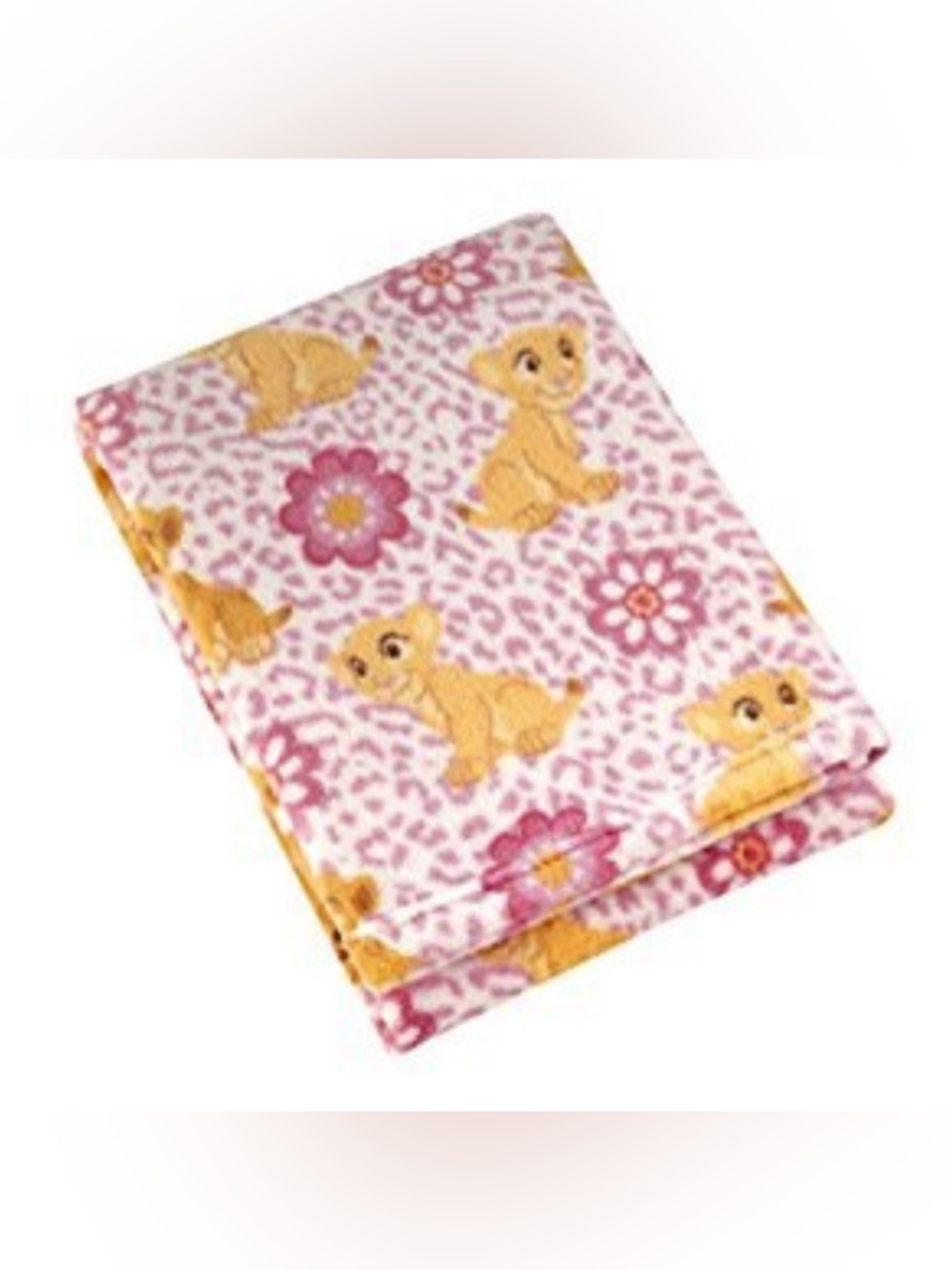 RARE Disney Baby Lion King Simba Nala Plush Blanket Pink Floral Leopard 30"x40"